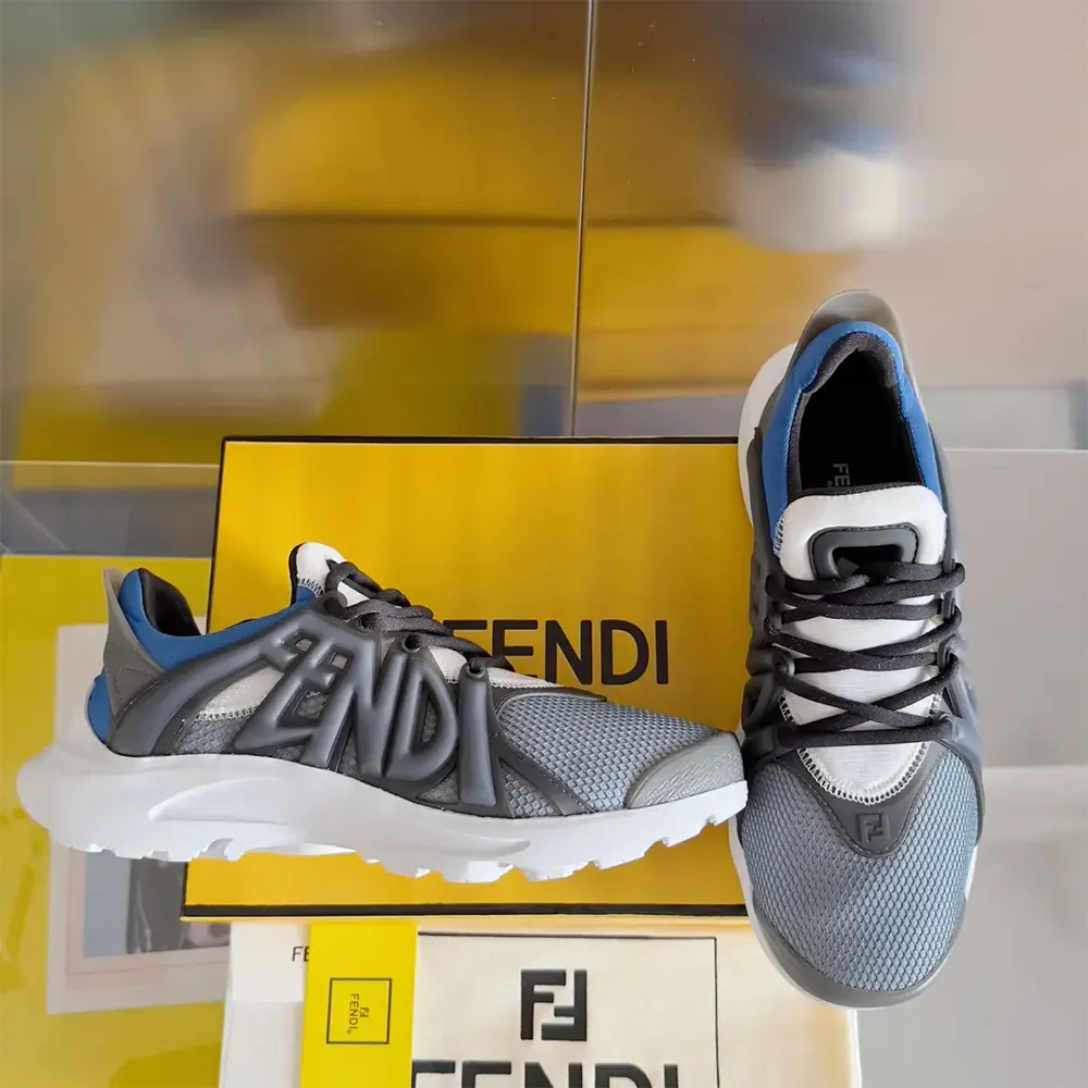 Fendi Men Tag Sneakers Blue Technical Mesh Running Sneakers - image 4