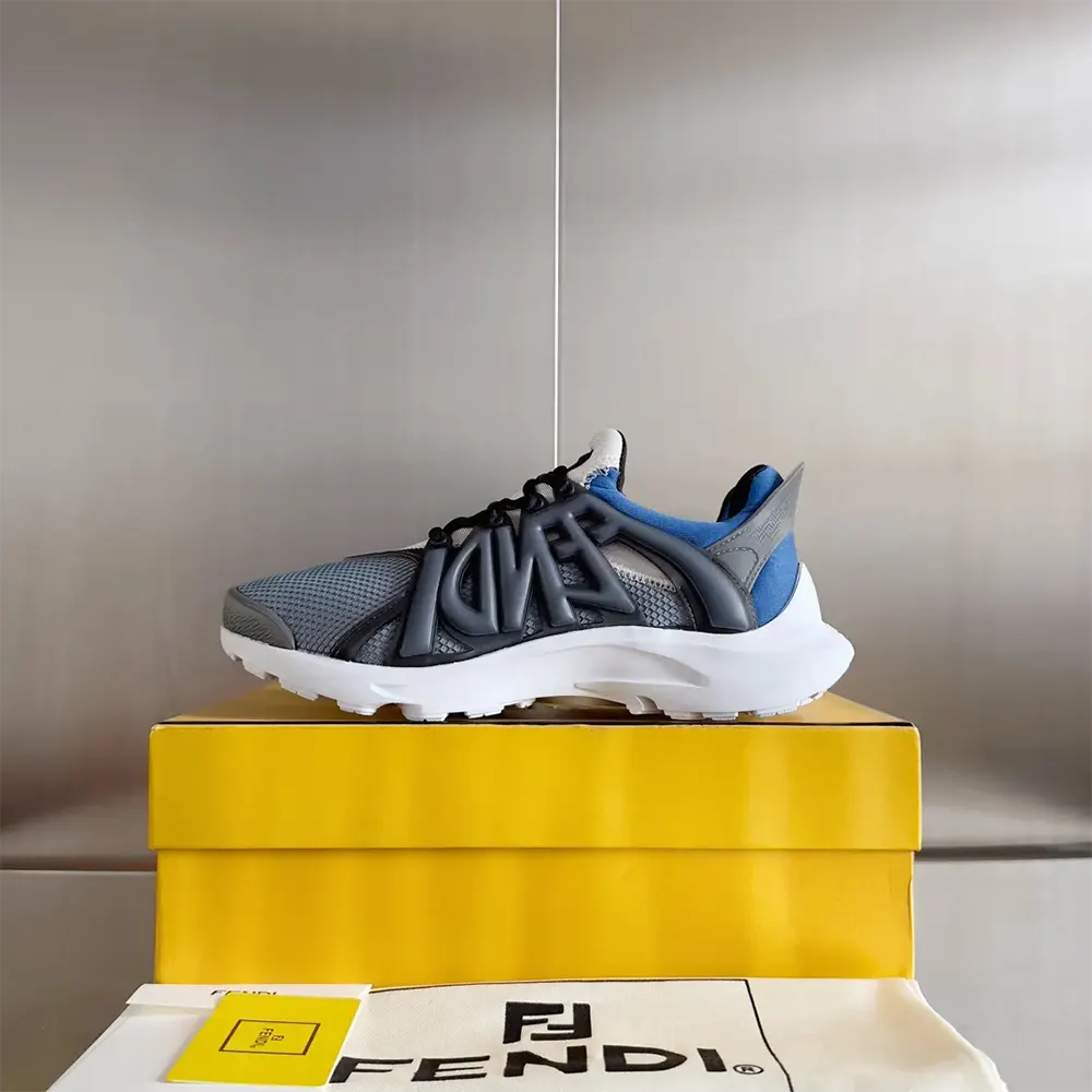 Fendi Men Tag Sneakers Blue Technical Mesh Running Sneakers - image 6