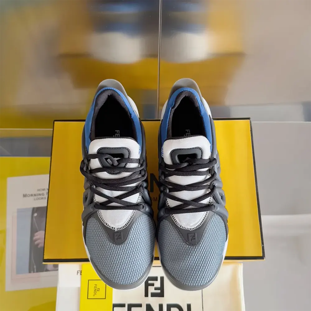 Fendi Men Tag Sneakers Blue Technical Mesh Running Sneakers - image 5