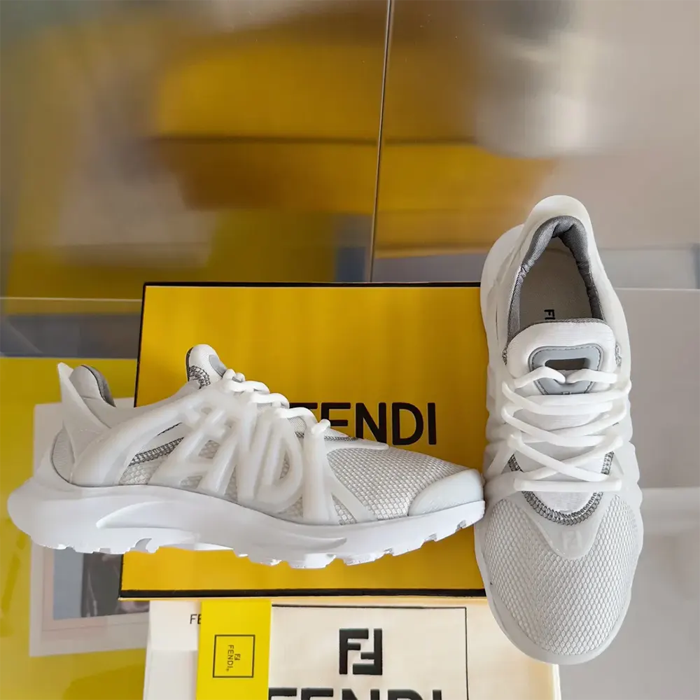 Fendi Men Tag Sneakers White Technical Mesh Running Sneakers - image 4