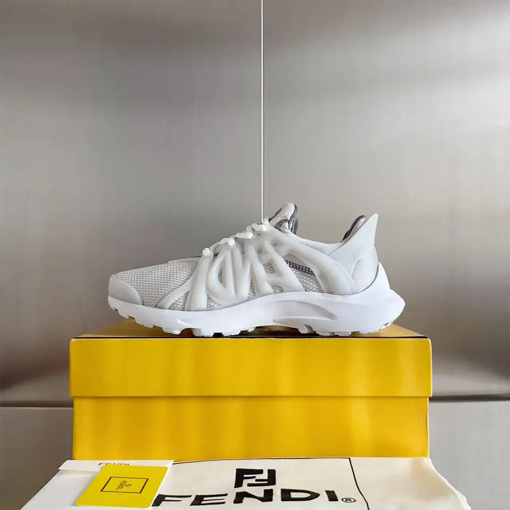 Fendi Men Tag Sneakers White Technical Mesh Running Sneakers - image 6