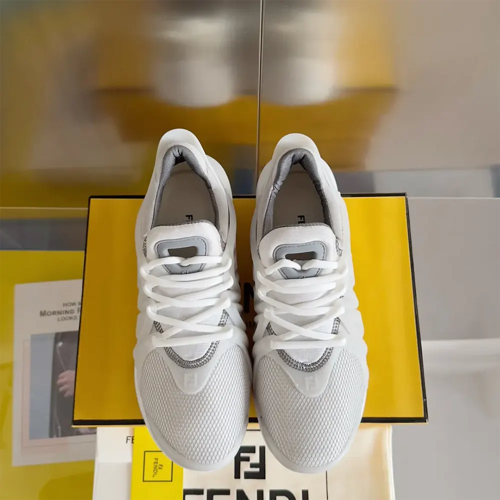 Fendi Men Tag Sneakers White Technical Mesh Running Sneakers - image 5