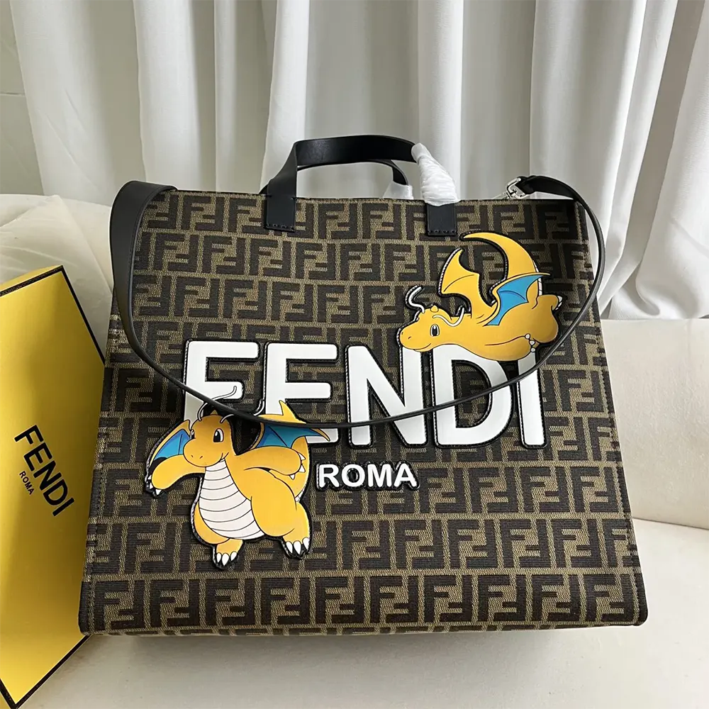 Fendi Unisex Shopper FENDI x FRGMT x POKÉMON Brown FF Fabric Bag - image 4