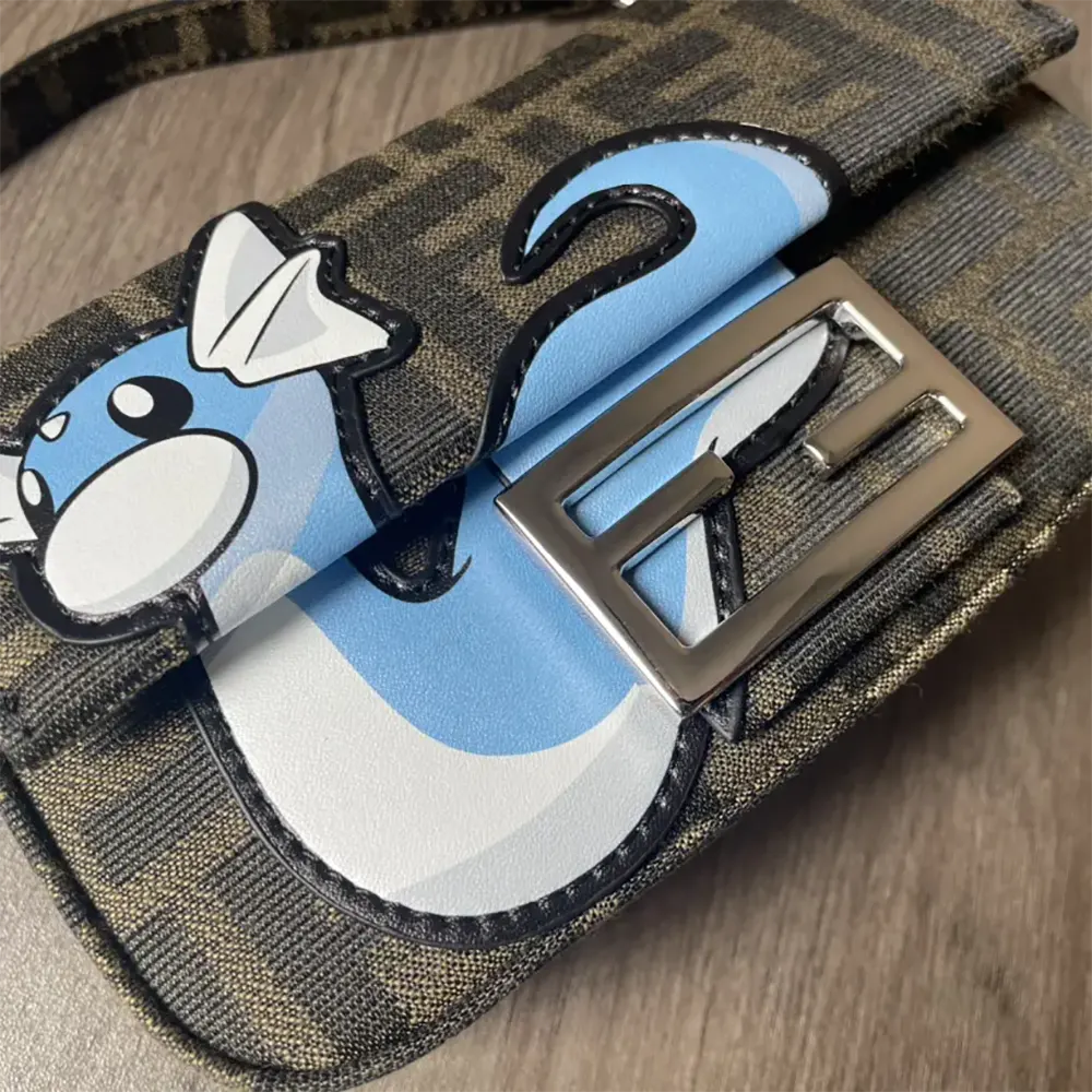 Fendi Women Baguette Mini FENDI x FRGMT x POKÉMON Brown FF Fabric Bag - image 7