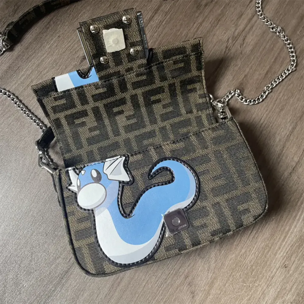 Fendi Women Baguette Mini FENDI x FRGMT x POKÉMON Brown FF Fabric Bag - image 6