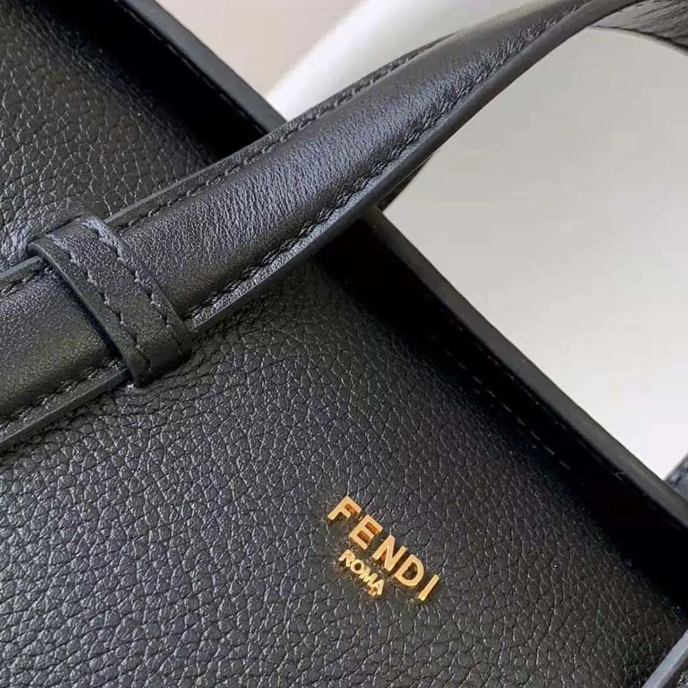 Fendi Women Boston 365 Black Leather Bag - image 9