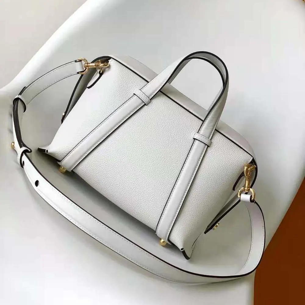 Side angle showing silhouette of Fendi Women Boston 365 Lce White Bag