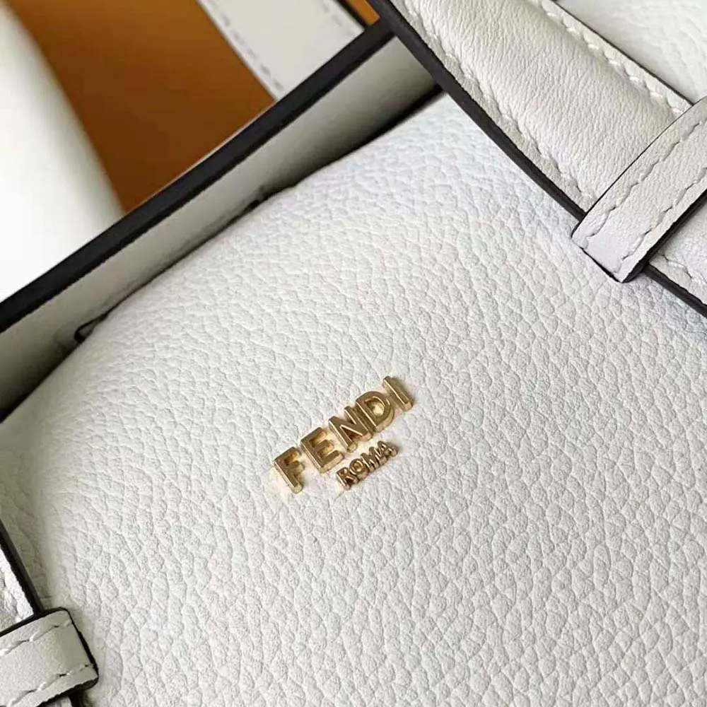Fendi Women Boston 365 Lce White Leather Bag - image 8