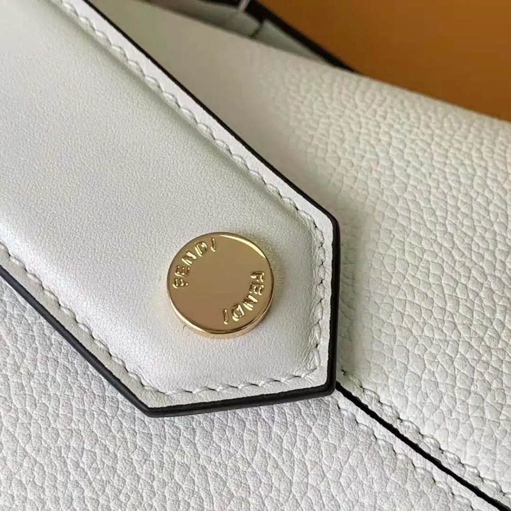 Fendi Women Boston 365 Lce White Leather Bag - image 7