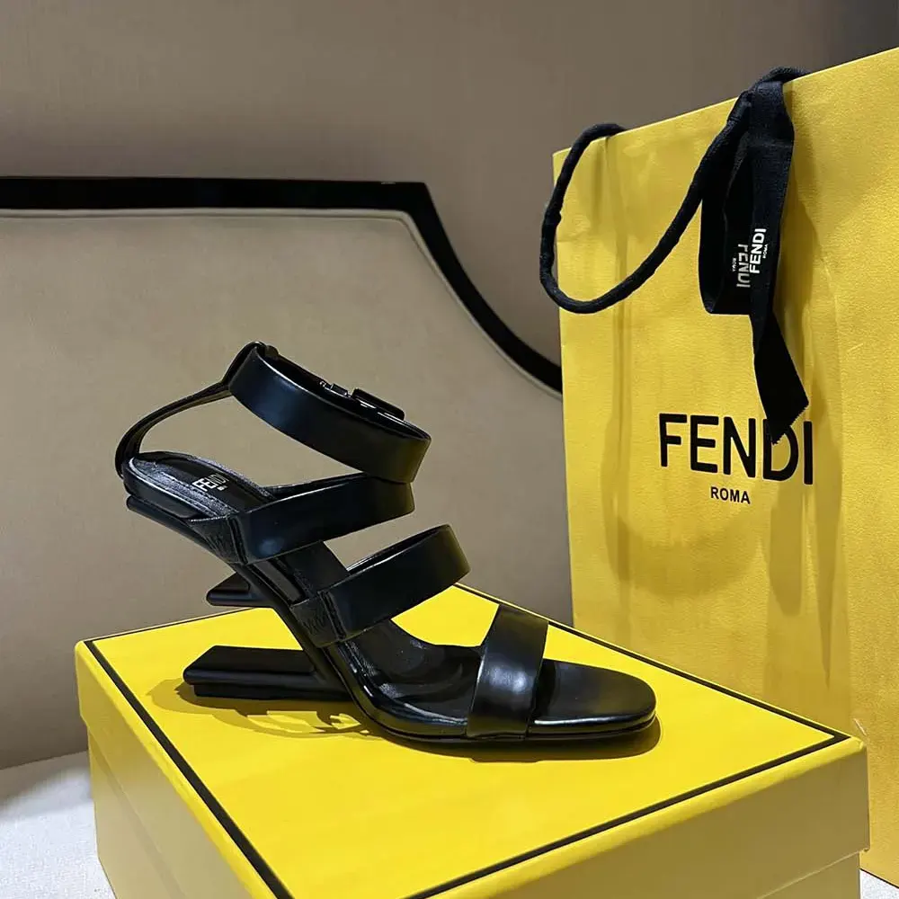 Fendi Women First Black Leather High-heeled Sandals - image 5
