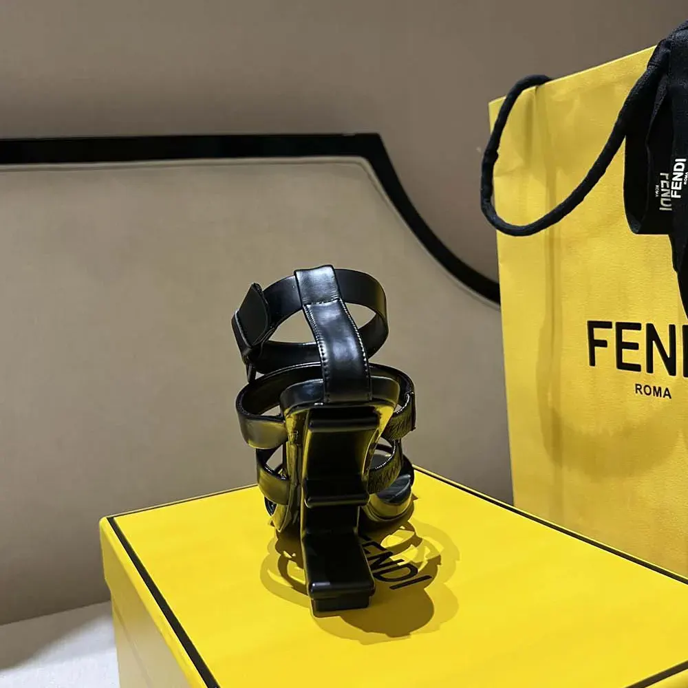 Fendi Women First Black Leather High-heeled Sandals - image 7