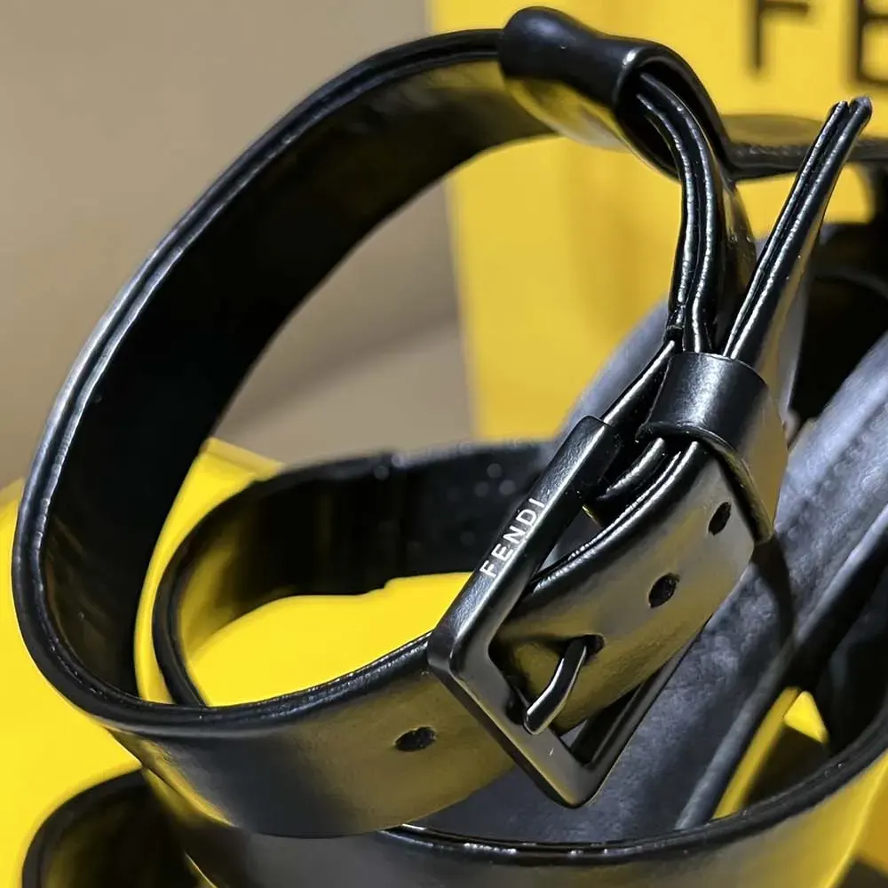 Fendi Women First Black Leather High-heeled Sandals - image 9