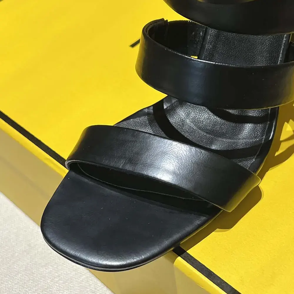 Fendi Women First Black Leather High-heeled Sandals - image 8