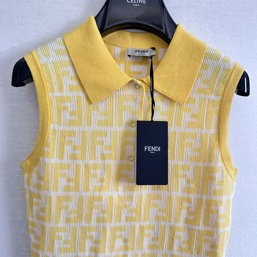 Fendi Women Golden Yellow FF Cotton Dress - image 5