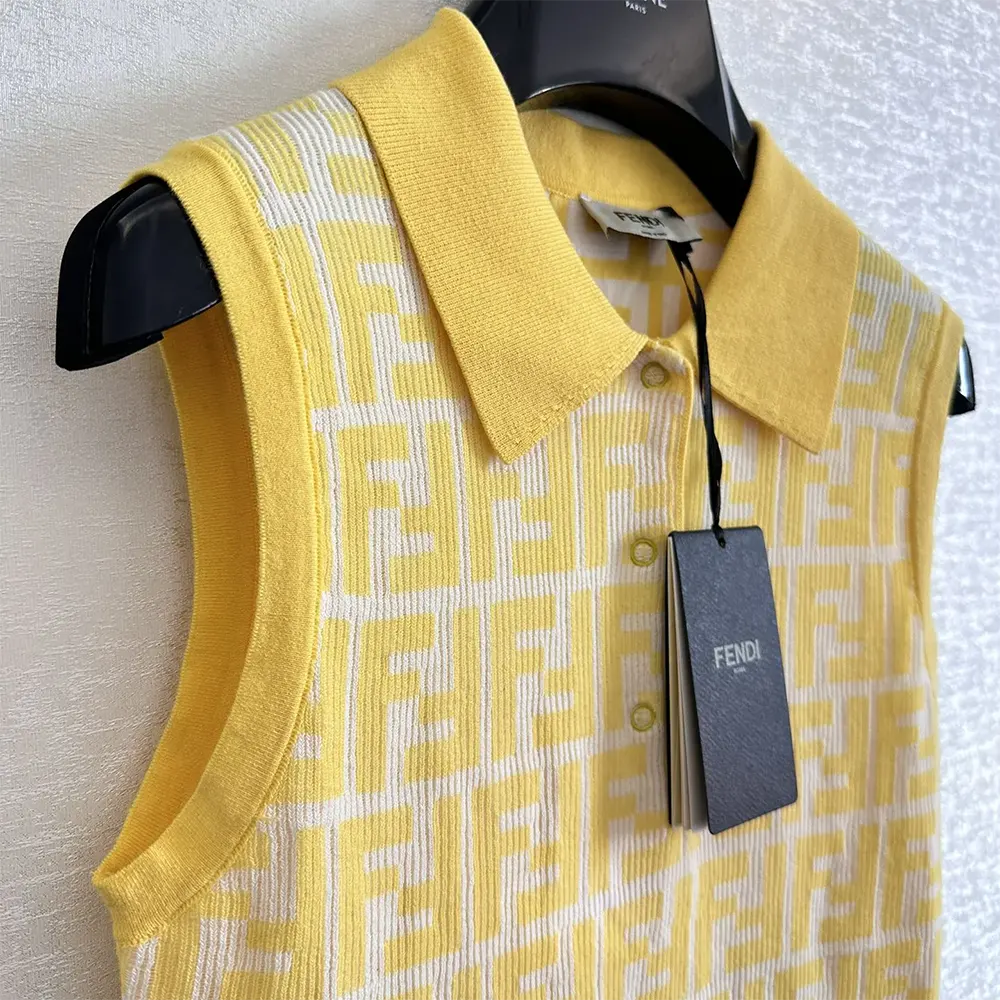 Fendi Women Golden Yellow FF Cotton Dress - image 7