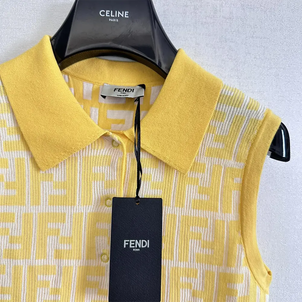 Fendi Women Golden Yellow FF Cotton Dress - image 6