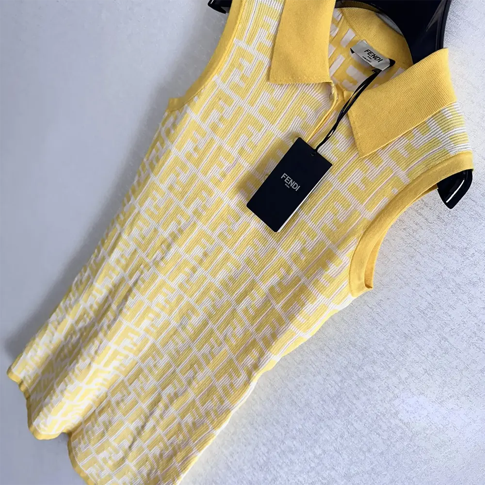 Fendi Women Golden Yellow FF Cotton Dress - image 4