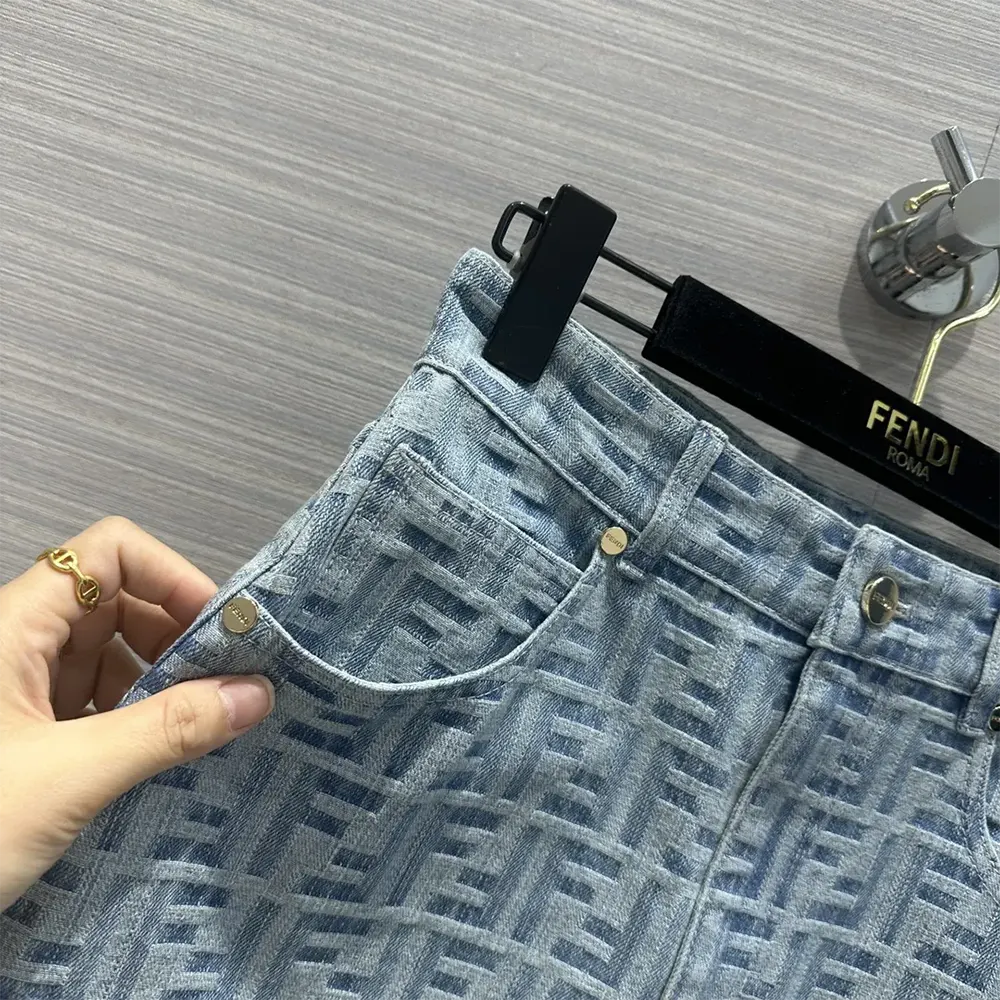 Fendi Women Jeans Skirt Light Blue FF Denim Skirt - image 6