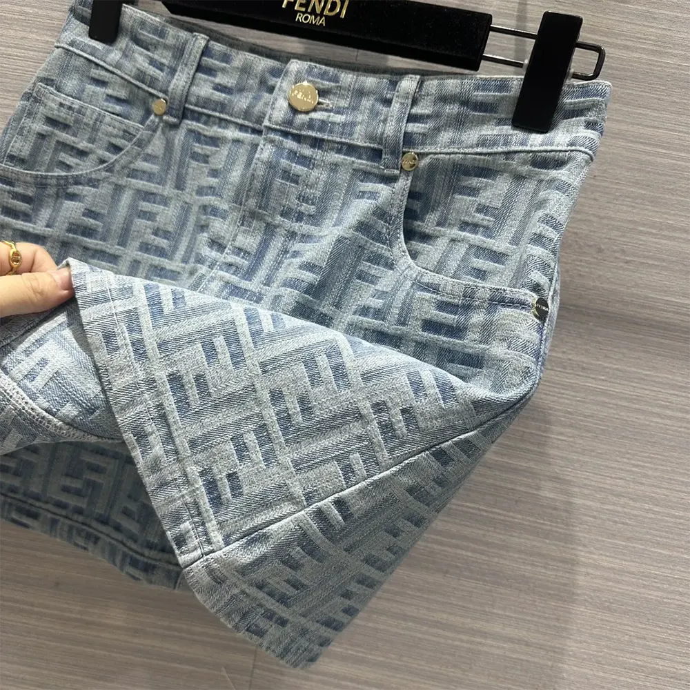 Fendi Women Jeans Skirt Light Blue FF Denim Skirt - image 9