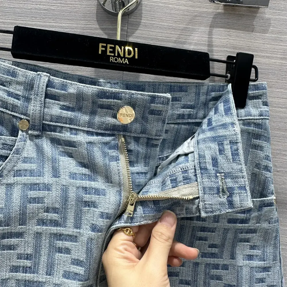 Fendi Women Jeans Skirt Light Blue FF Denim Skirt - image 8