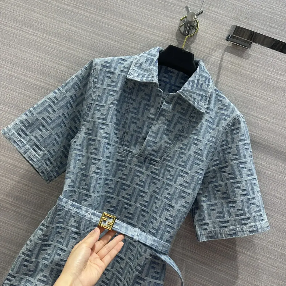 Fendi Women Light Blue FF Denim Dress - image 4