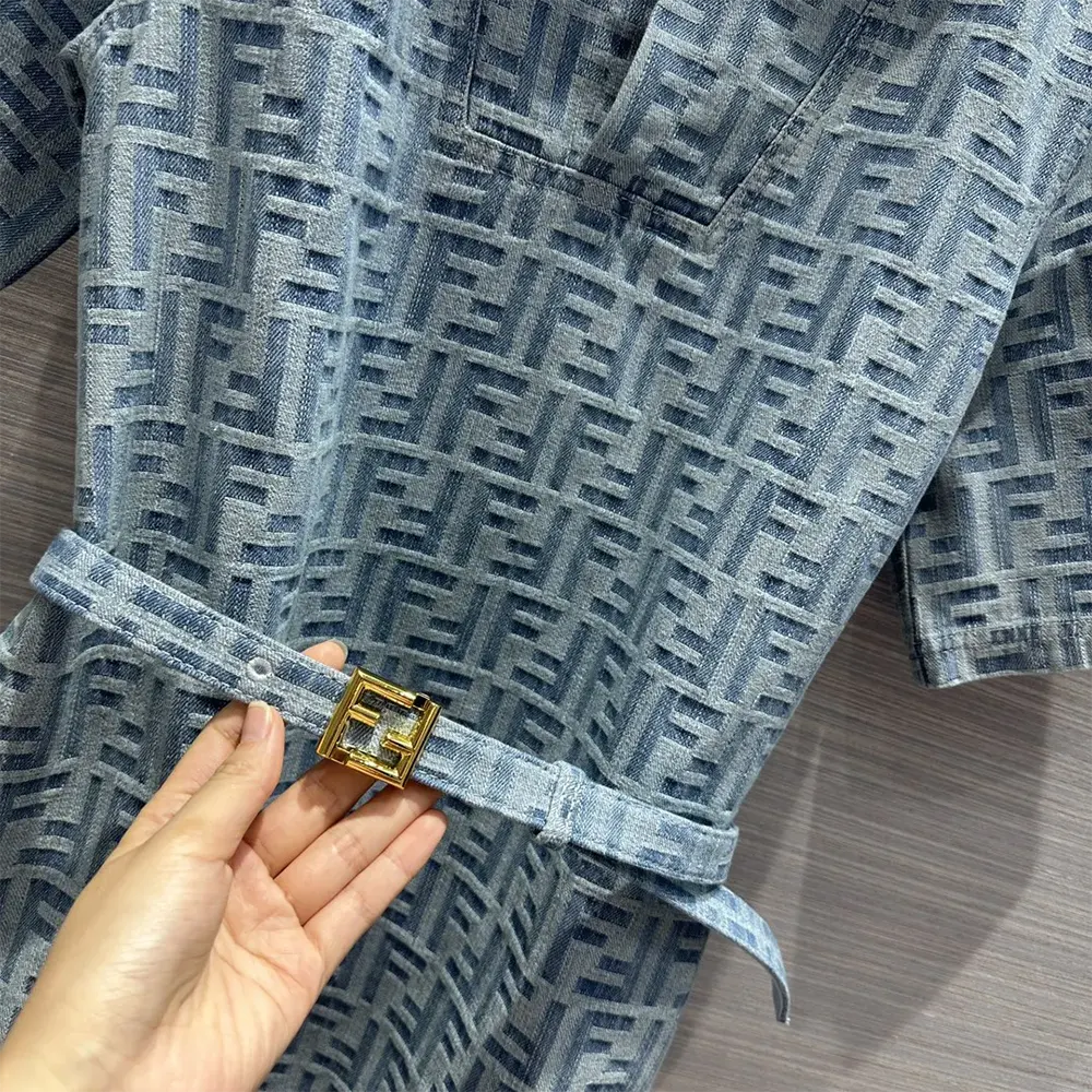 Fendi Women Light Blue FF Denim Dress - image 7