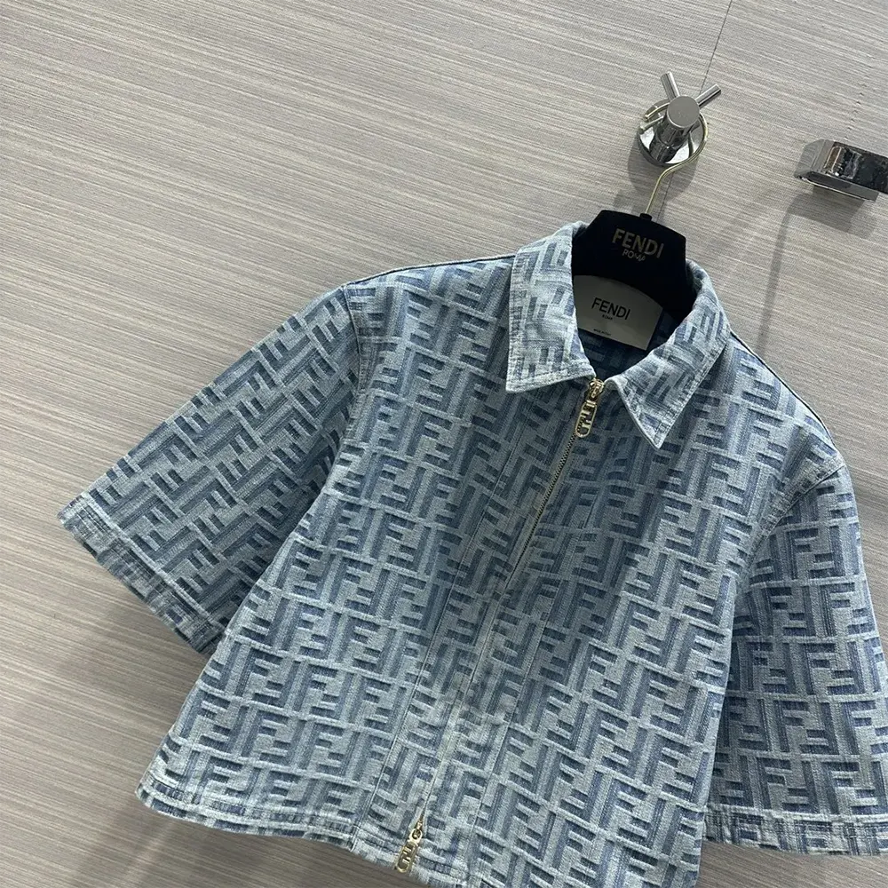 Fendi Women Light Blue FF Denim Jacket - image 4