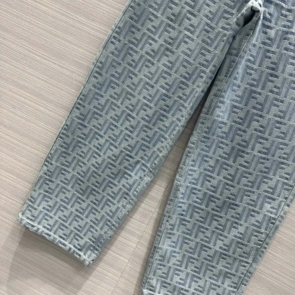 Fendi Women Long Jeans Light Blue FF Denim Pants - image 7