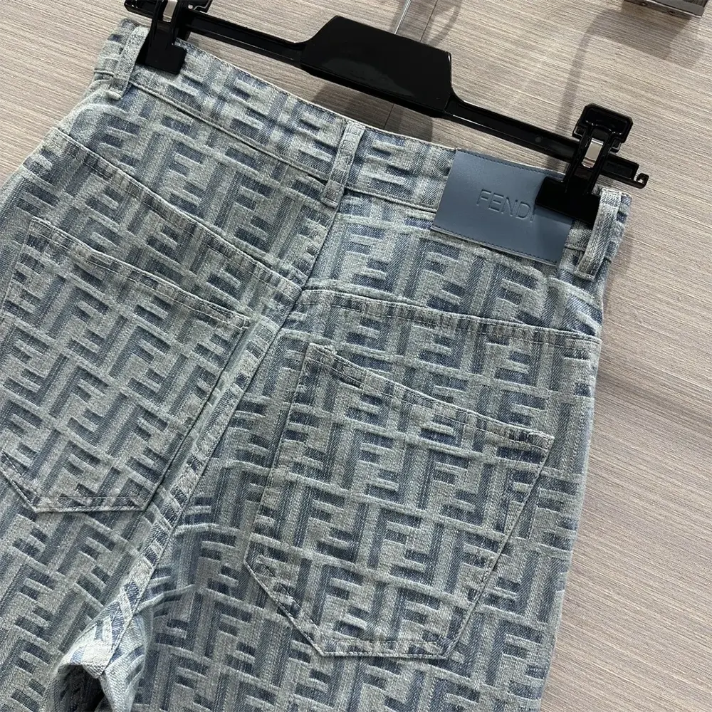 Fendi Women Long Jeans Light Blue FF Denim Pants - image 6