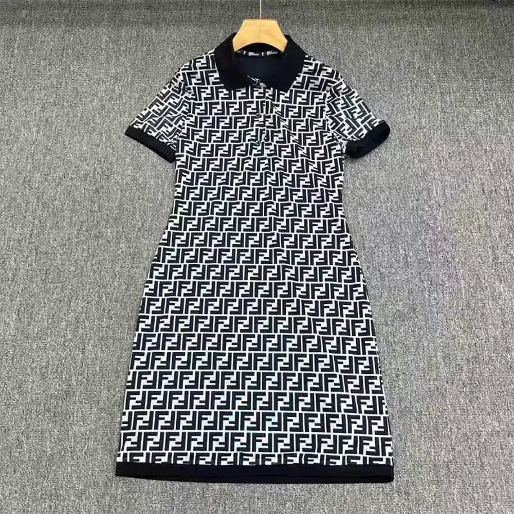 Fendi Women Navy Blue FF Cotton Dress - image 5