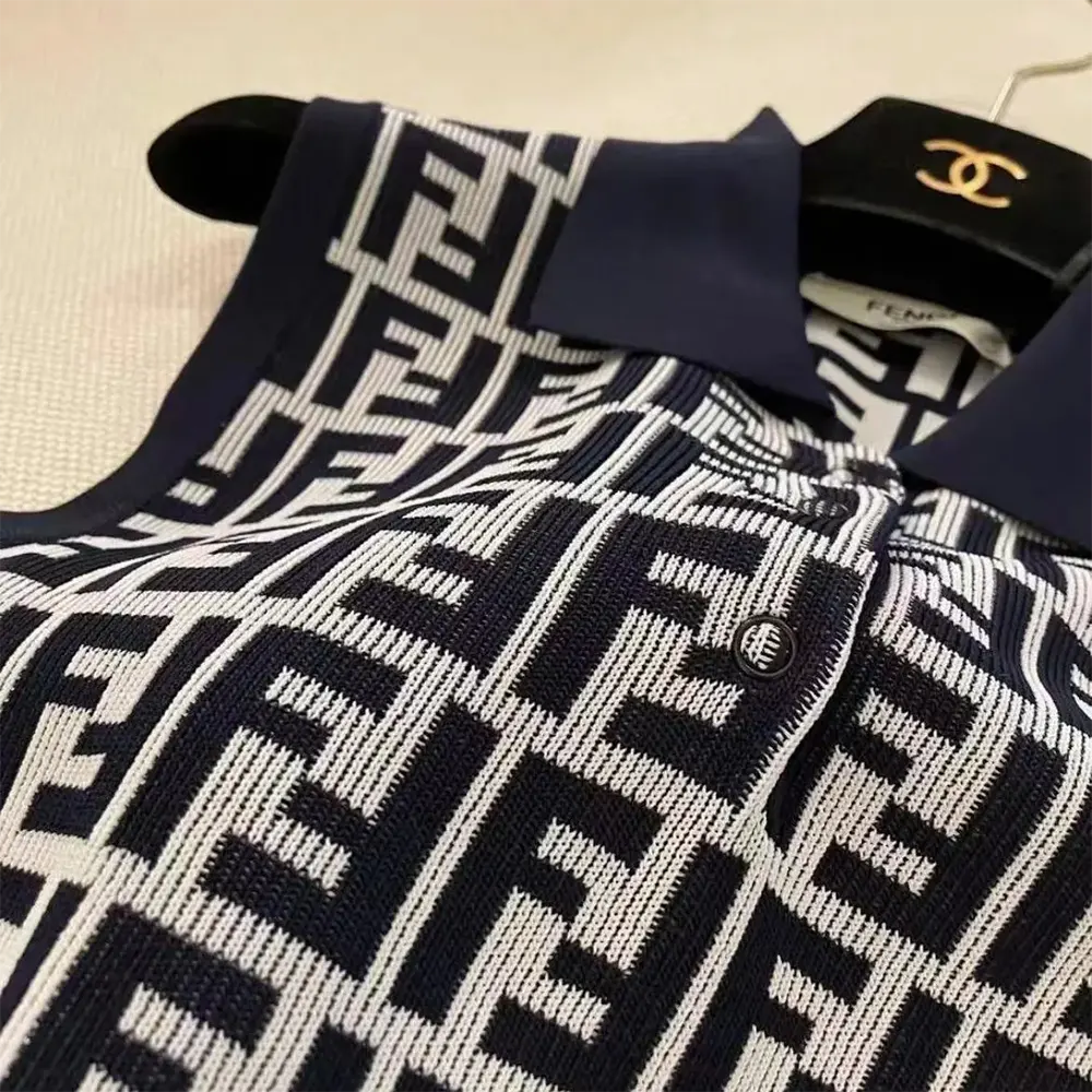 Fendi Women Navy Blue FF Cotton Dress - image 5