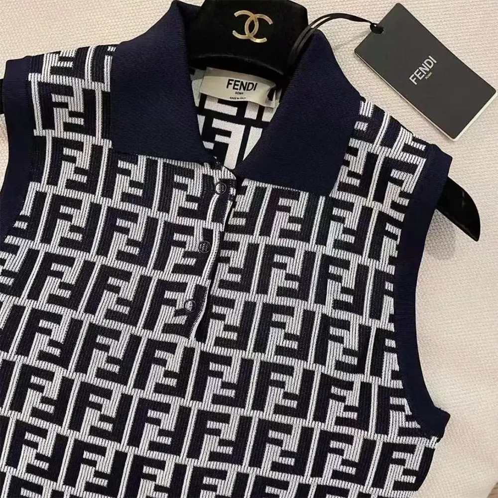 Fendi Women Navy Blue FF Cotton Dress - image 4