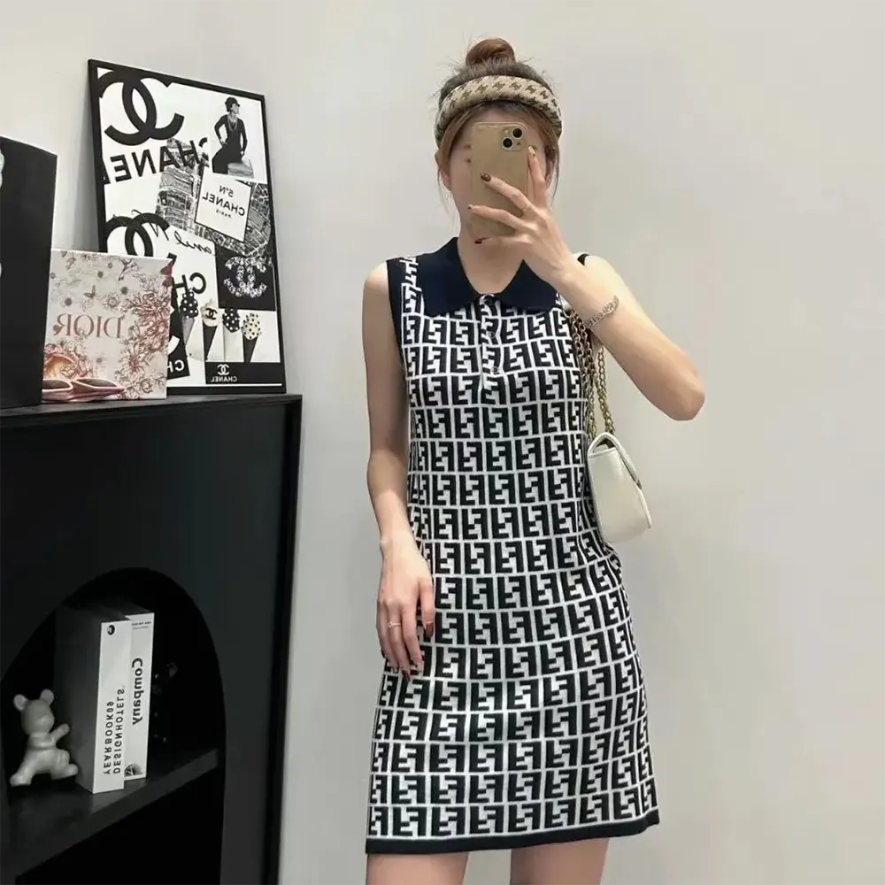 Fendi Women Navy Blue FF Cotton Dress - image 9