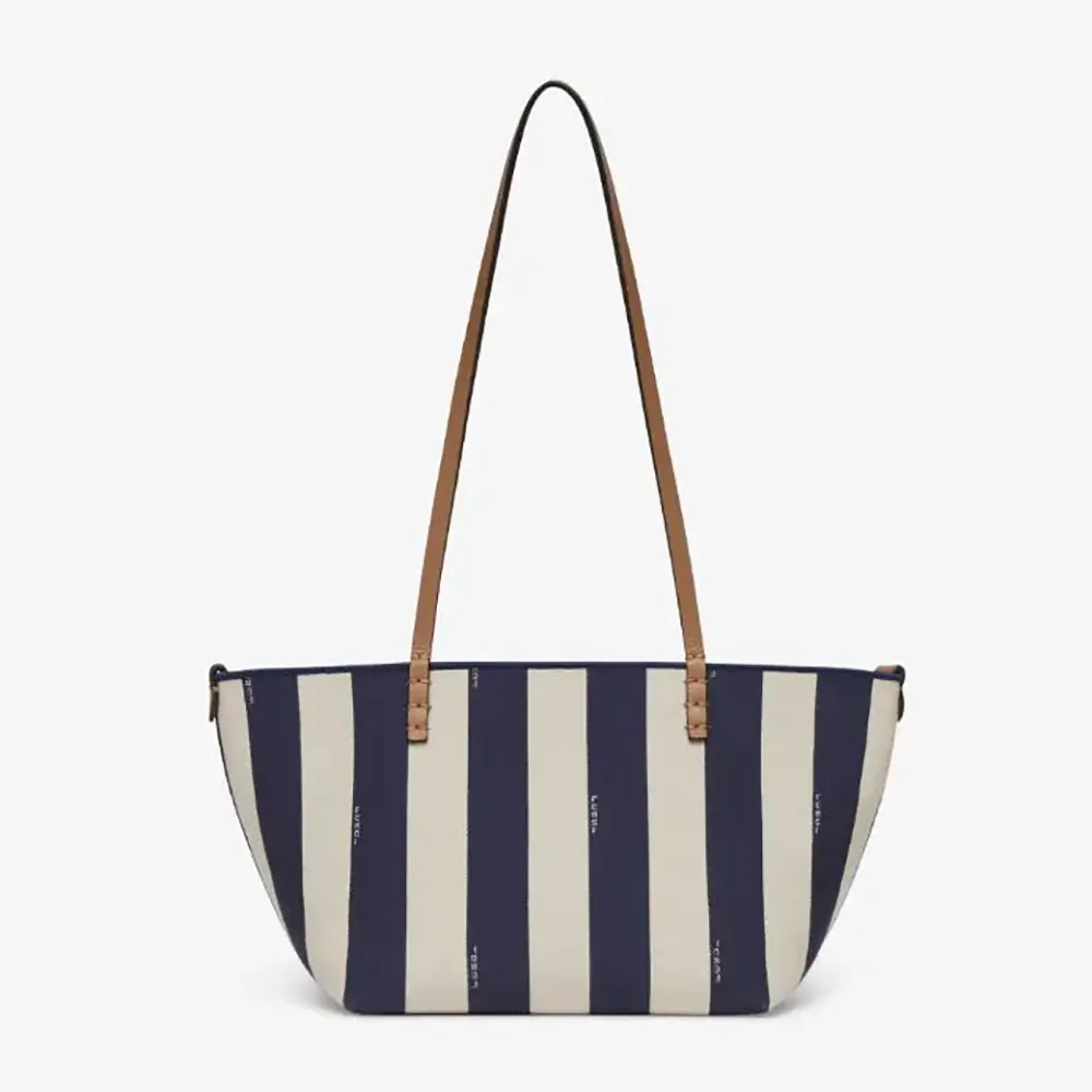 Front view of Fendi Women Small Roll Reversible Shopper showing Pequin stripes