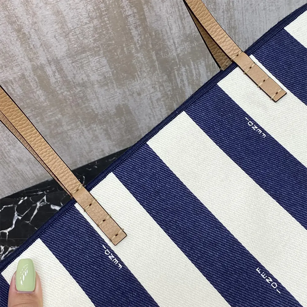 Fendi Women Small Roll Reversible Shopper in Pequin Striped and Midnight Blue FF Fabric - image 11