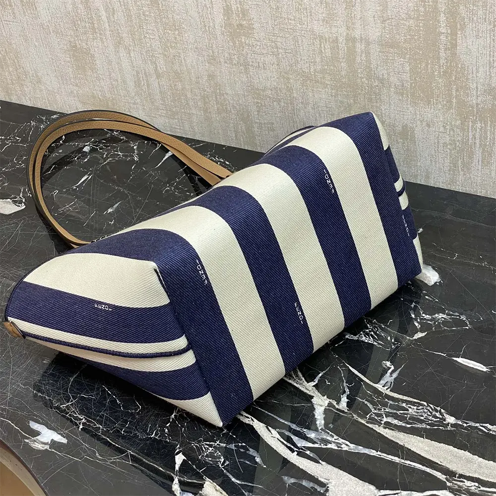 Fendi Women Small Roll Reversible Shopper in Pequin Striped and Midnight Blue FF Fabric - image 6