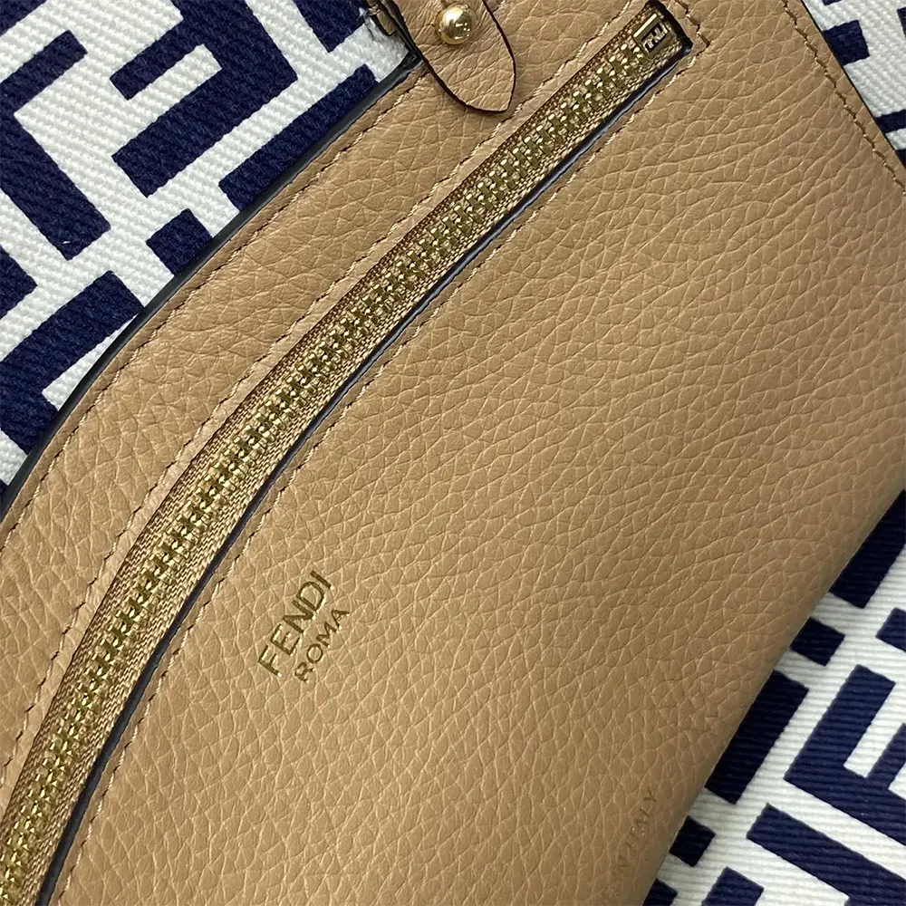 Fendi Women Small Roll Reversible Shopper in Pequin Striped and Midnight Blue FF Fabric - image 10