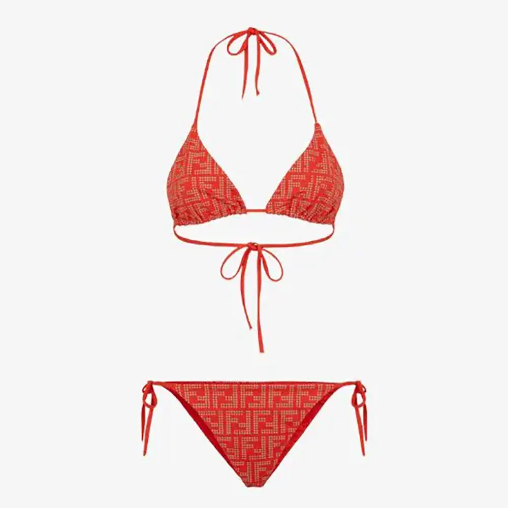 Fendi Women Swimsuit Orange Tech Fabric Bikini