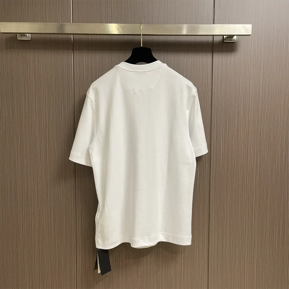 Side angle showing fit of Fendi Women White Cotton T-shirt