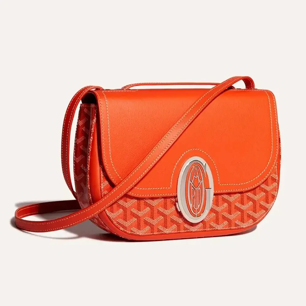 Front angle of Goyard Unisex 233 Bag-Orange showing vibrant canvas