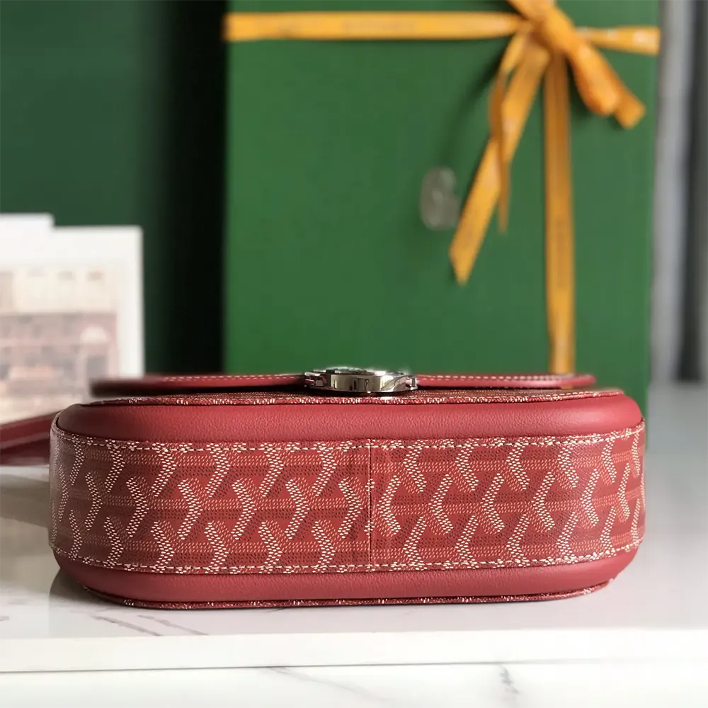 Side profile of Goyard Unisex 233 Bag-Red with adjustable shoulder strap