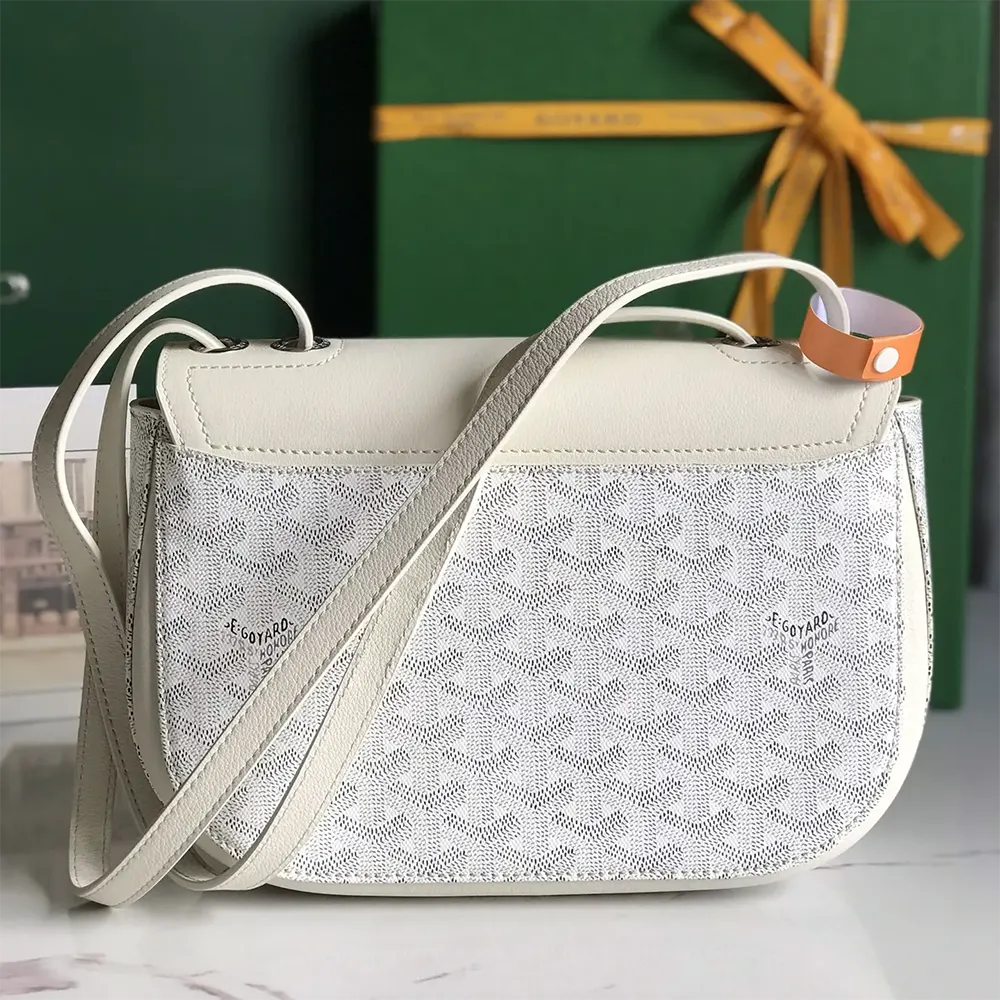 Side profile highlighting structure of Goyard Unisex 233 Bag-White