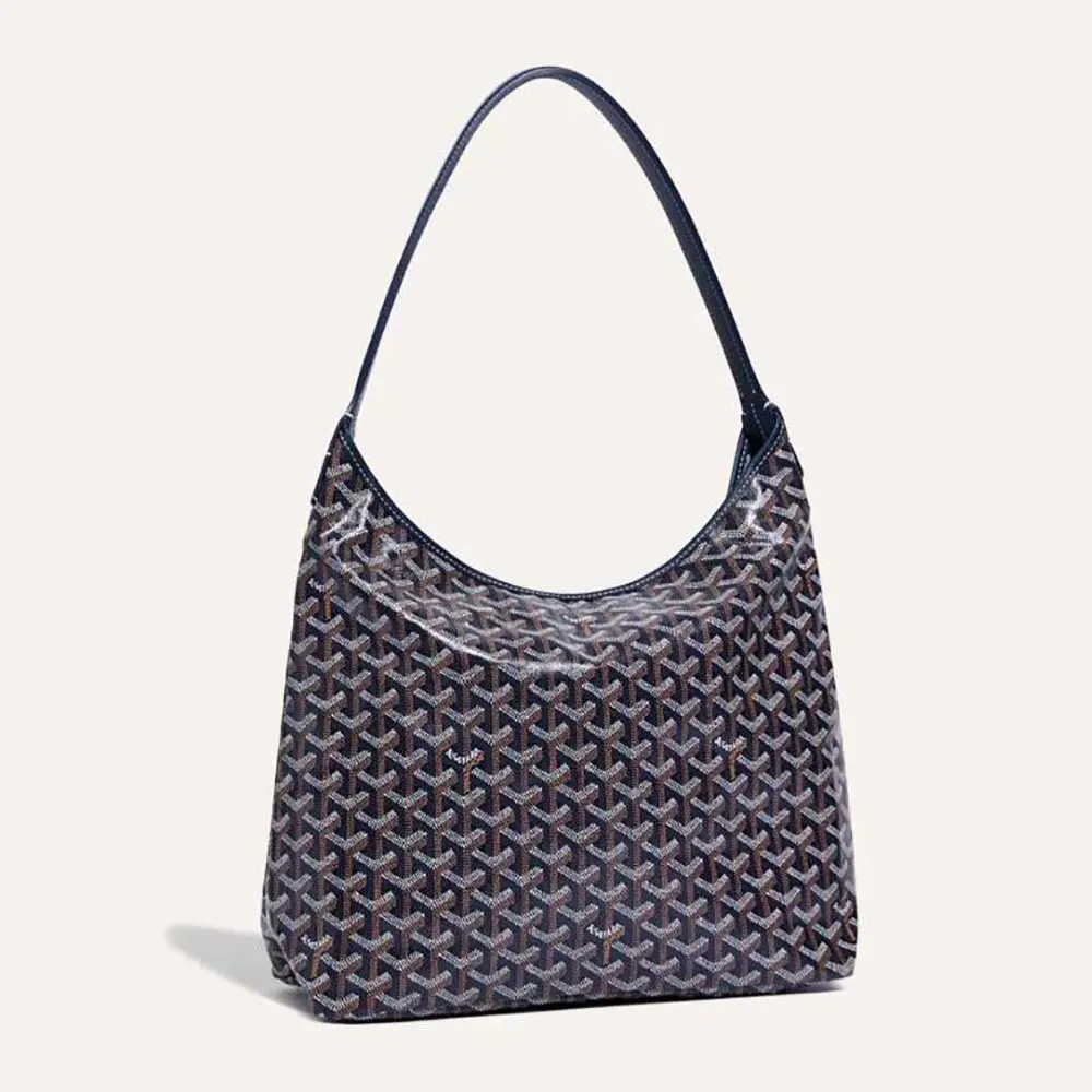 Front angle of Goyard Unisex Bohème Hobo Bag-Navy showing silhouette