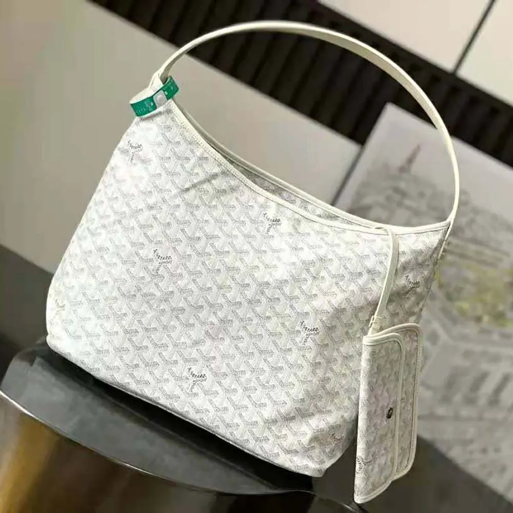 Close-up of brushed brass hardware on Goyard Unisex Bohème Hobo Bag-White