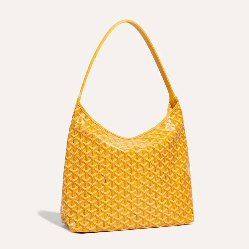 Front view of Goyard Unisex Bohème Hobo Bag-Yellow with shoulder strap