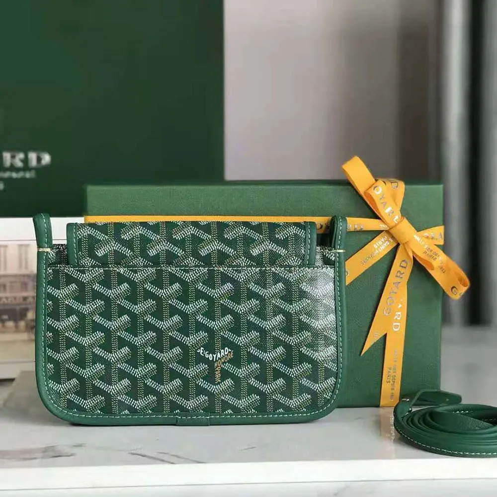 Side profile showing slim silhouette of Goyard Women Plumet Pocket Wallet-Green