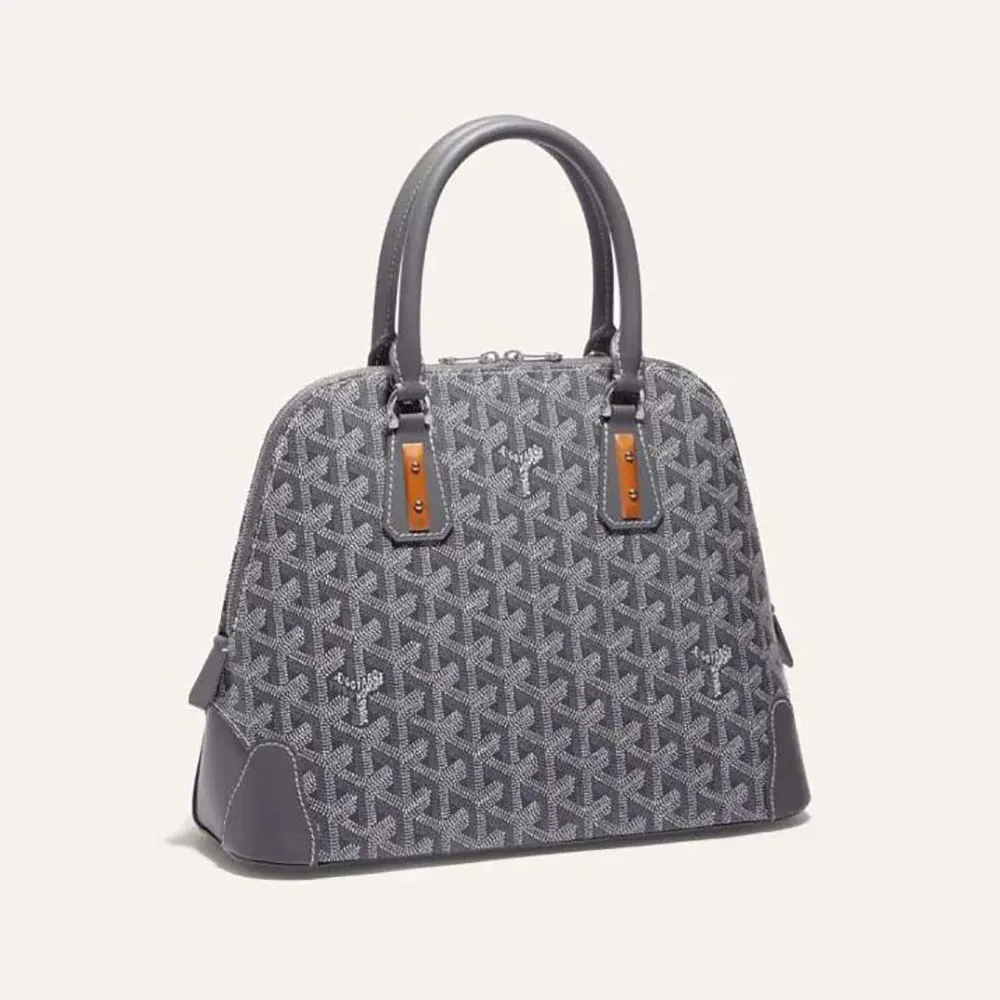 Front view of Goyard Women Vendôme PM Bag-Grey showing signature pattern