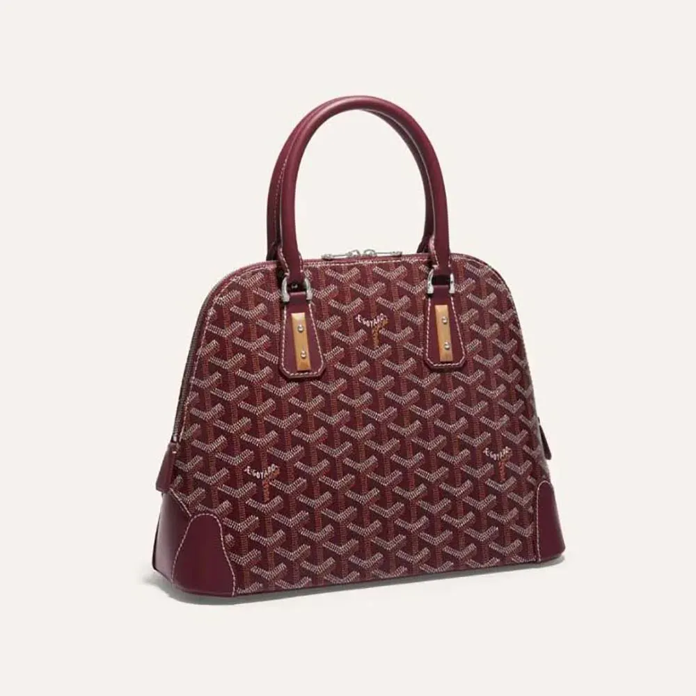 Front view of Goyard Women Vendôme PM Bag-Maroon showing Chevron pattern
