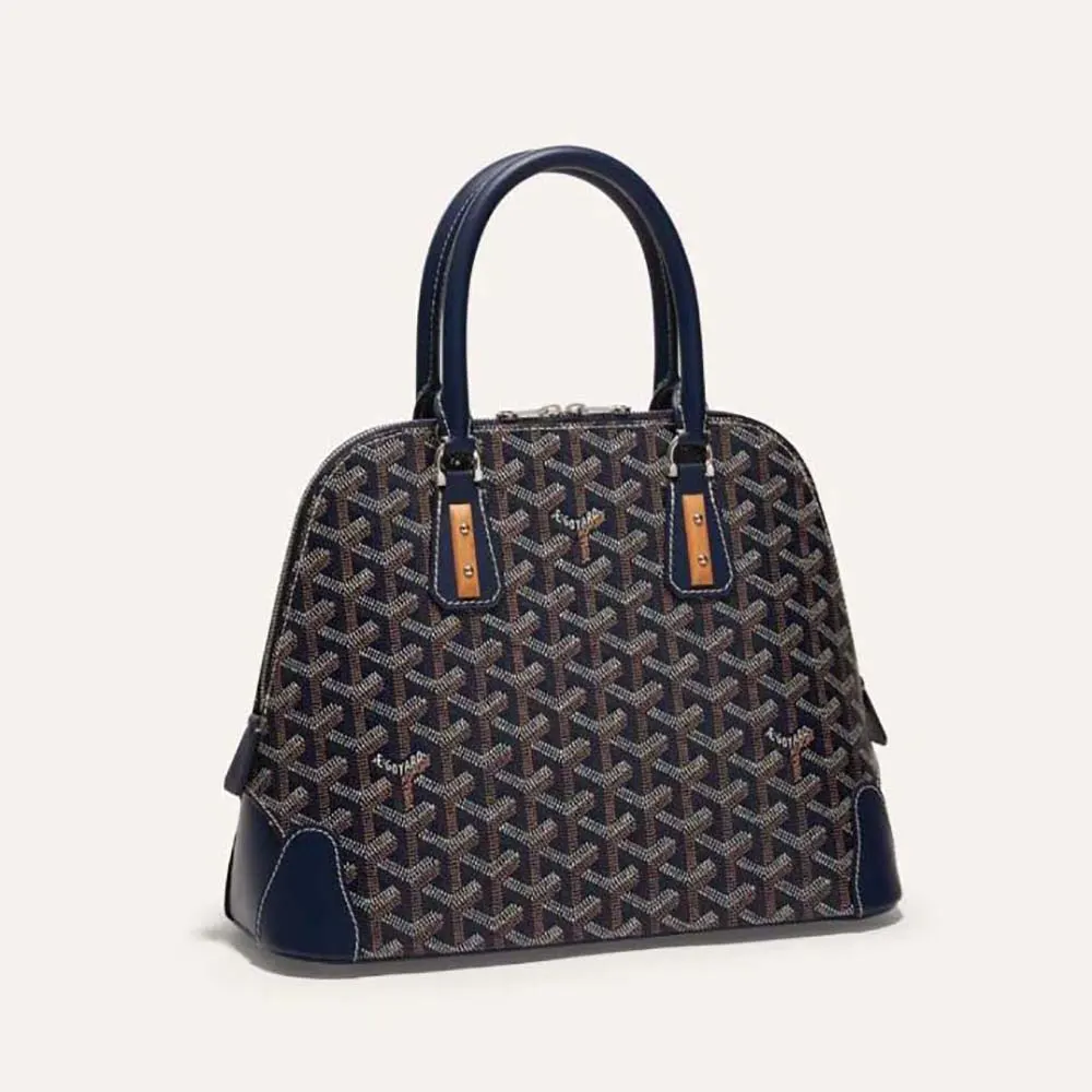 Front view of Goyard Women Vendôme PM Bag-Navy showing navy canvas