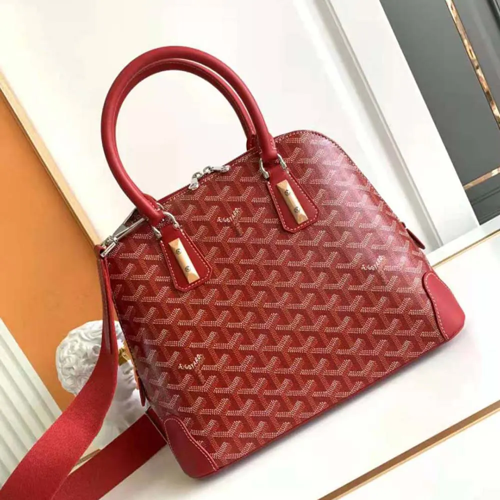 Side angle of Goyard Women Vendôme PM Bag-Red highlighting silhouette